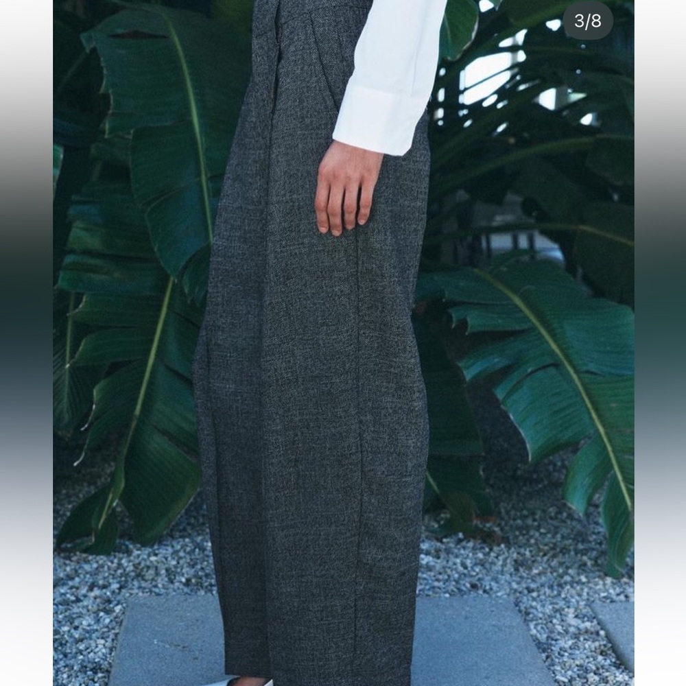 Zara brand new minimalist limited edition 100 percent wool Gray Women's Trousers - Picture 3 of 8